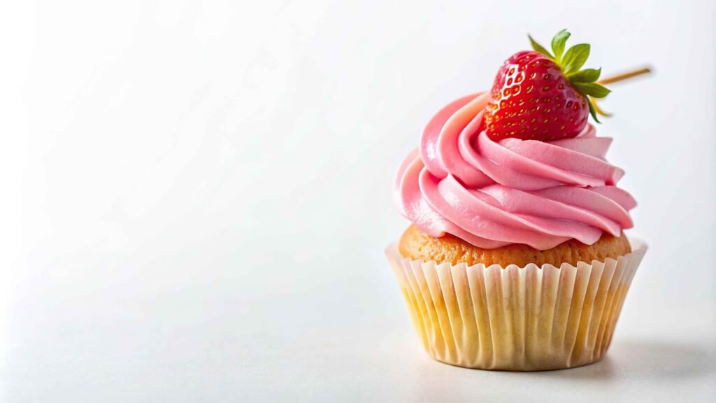 Easy Pistachio Cupcake with Strawberry Frosting